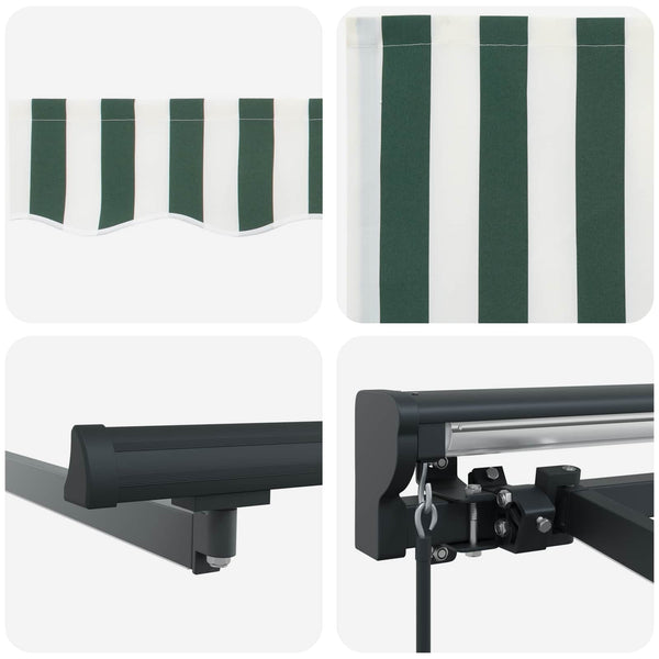 Manuelle LED-Markise 4x3 m Grün, Weiß, Anthrazit