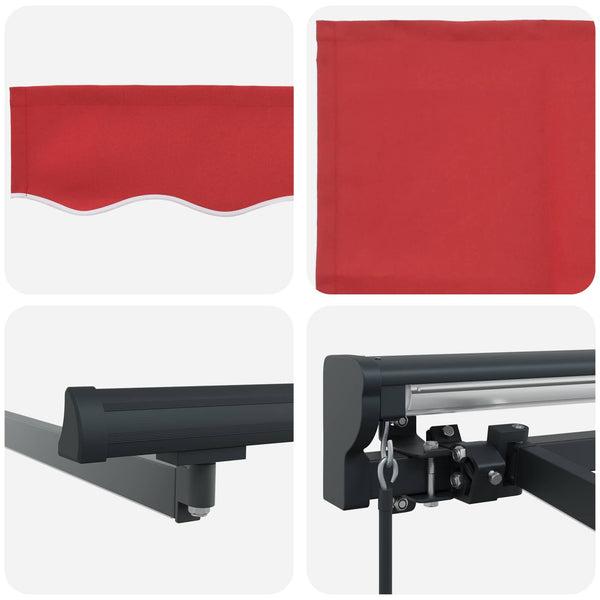 Manuelle Markise mit LEDs, Rot/Anthrazit, 4x3,5 m