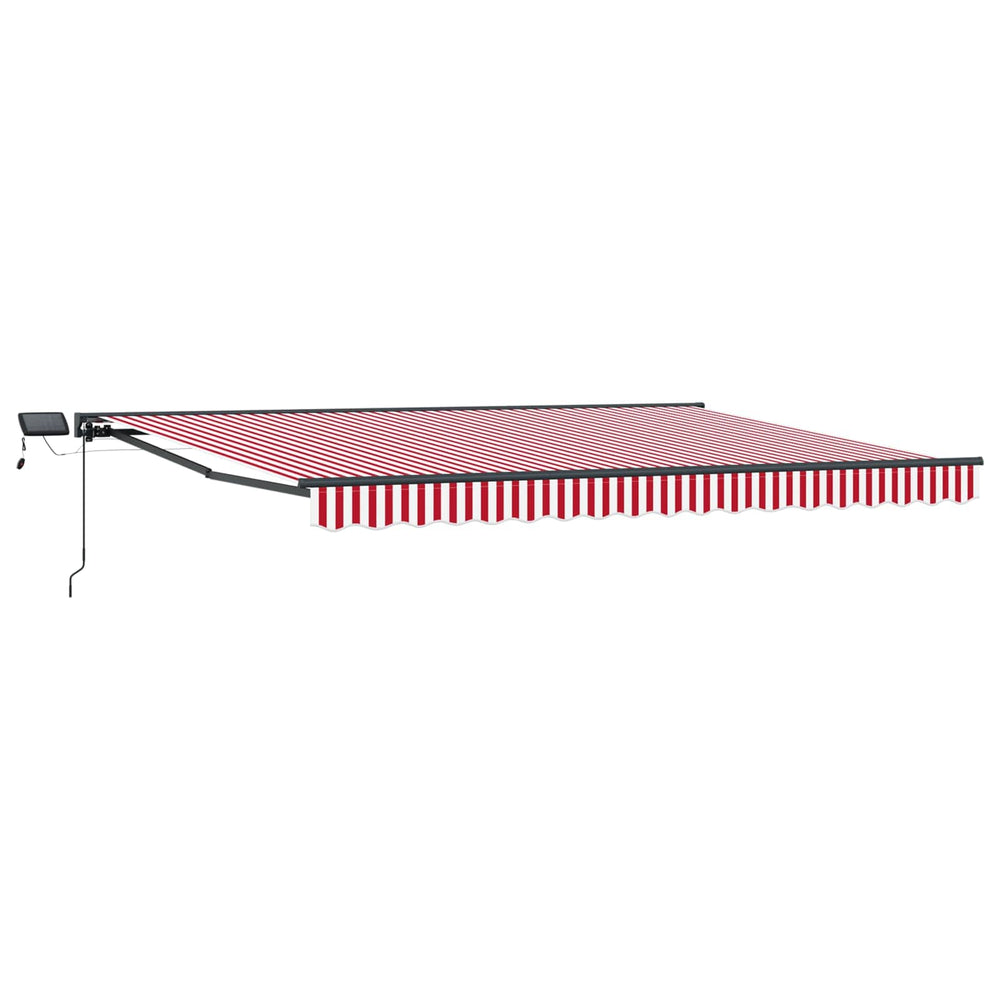 Manuelle LED Markise 5x3m, Rot/Weiß/Anthrazit