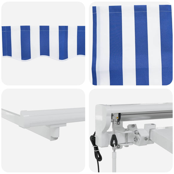 Elektrische Markise, ausziehbar, 3,5x2,5m, blau-weiß