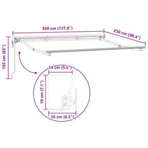 Elektrische Markise, ausziehbar, 3,5x2,5m, Anthrazit