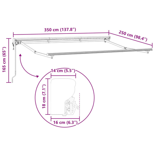Elektrische Markise Bordeauxrot 3,5x2,5 m