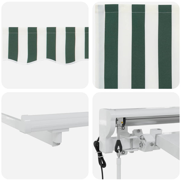 vidaXL Electric Extendable Awning Green and White 4 x 3 m