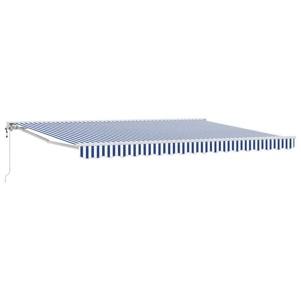 Elektrische Markise, ausziehbar, 5x3,5 m, Blau/Weiß