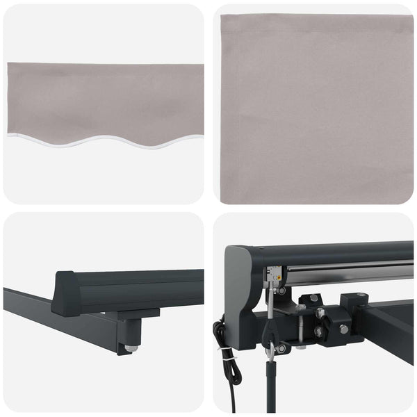 vidaXL Electric Retractable Awning Light Grey 3.5 x 2 m