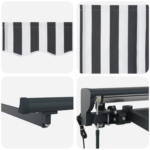 vidaXL Electric Retractable Awning Anthracite and White 4 x 2 m
