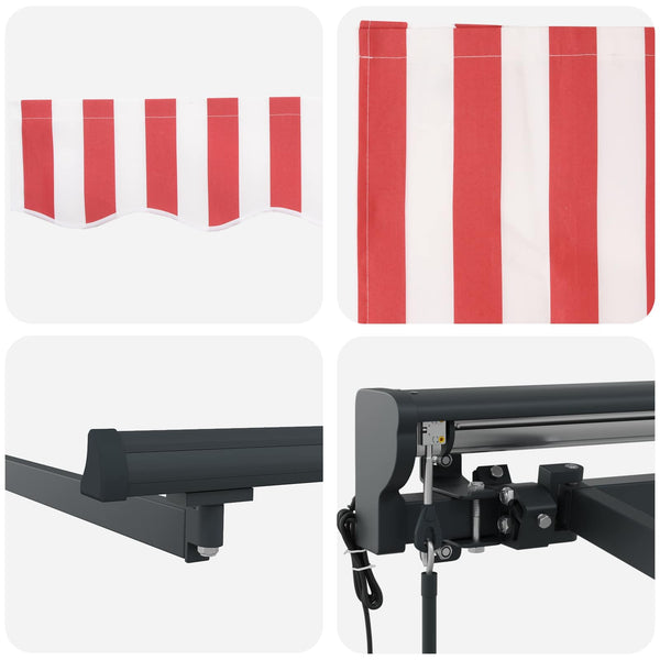vidaXL Electric Retractable Awning Red, White, Anthracite 5 x 3.5 m