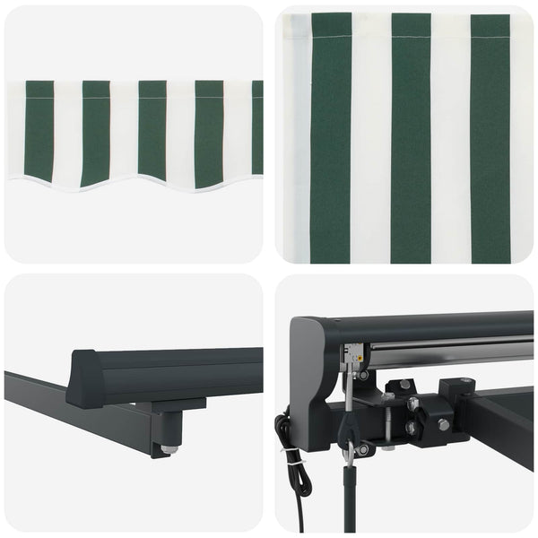 vidaXL Electric Retractable Awning Green, White, Anthracite 5 x 3.5 m