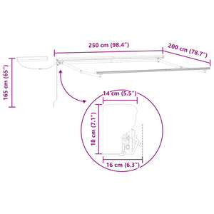 vidaXL Electric Retractable Awning White and Anthracite 2.5 x 2 m