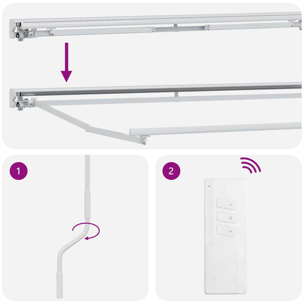Elektrische Markise, Ausziehbar, 3,5x2m, Hellgrau/Weiß
