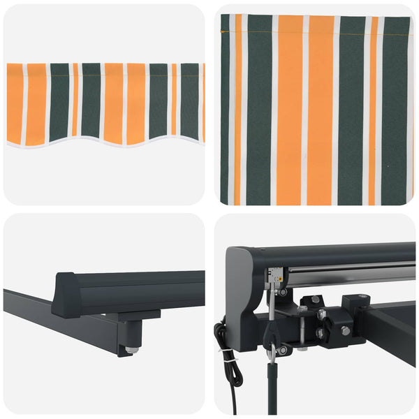 vidaXL Electric Retractable Awning Green, Yellow, Anthracite 2.5 x 2 m