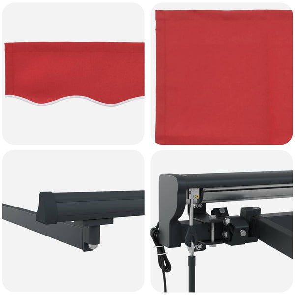 Elektrische Markise, Ausziehbar, Rot/Anthrazit, 3,5x2m