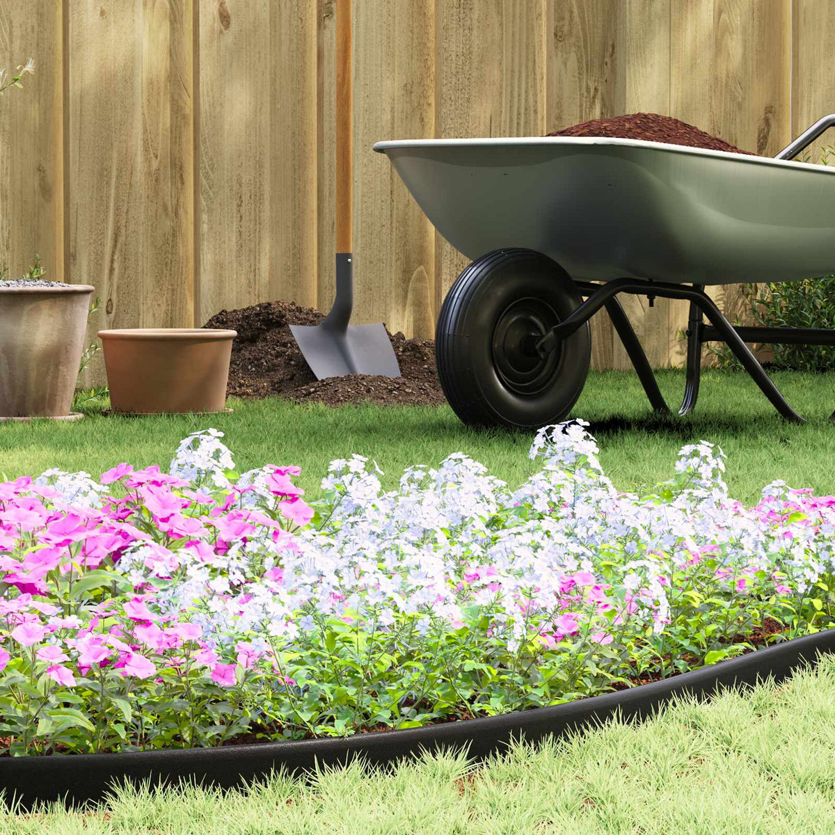 vidaXL Lawn Edging Black 5000 x 4 x 5 cm Plastic