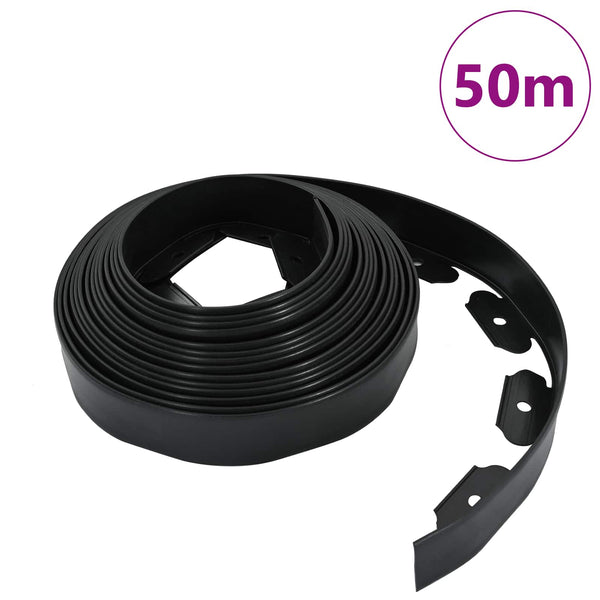 vidaXL Lawn Edging Black 5000 x 4 x 5 cm Plastic