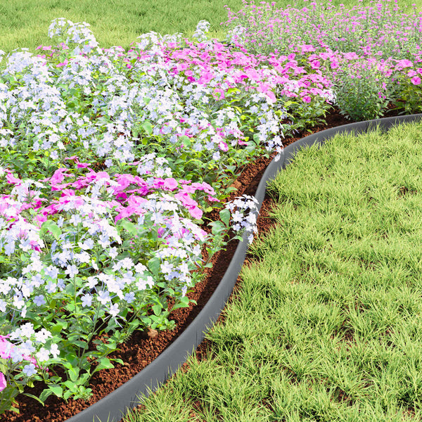 vidaXL Lawn Edging Grey 2000 x 4 x 5 cm Plastic