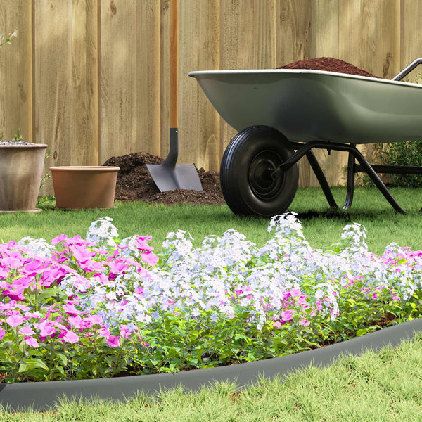 vidaXL Lawn Edging Grey 2000 x 4 x 5 cm Plastic