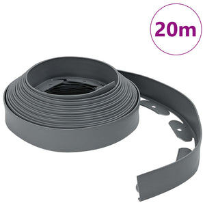vidaXL Lawn Edging Grey 2000 x 4 x 5 cm Plastic