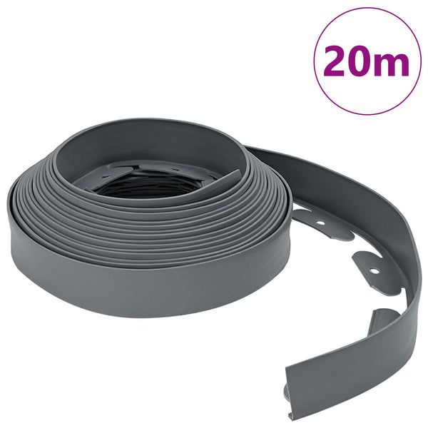 vidaXL Lawn Edging Grey 2000 x 4 x 5 cm Plastic