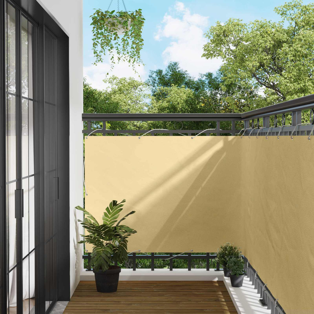 vidaXL Balcony Privacy Screen Sand 110 x 200 cm Oxford Fabric