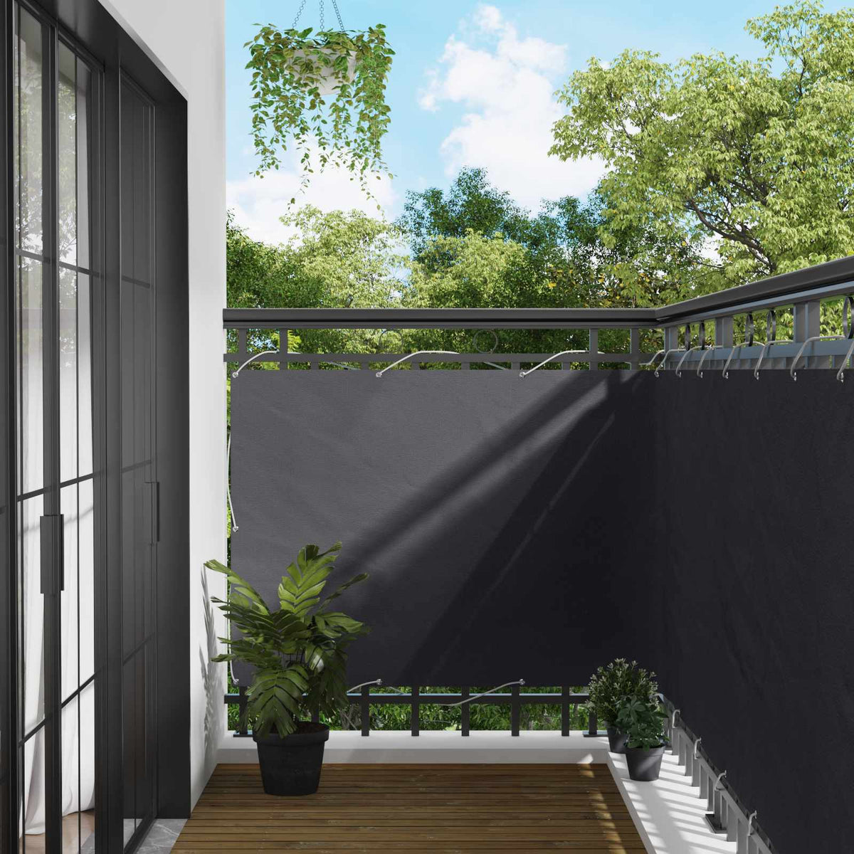 vidaXL Balcony Privacy Screen Anthracite 110 x 400 cm Oxford Fabric