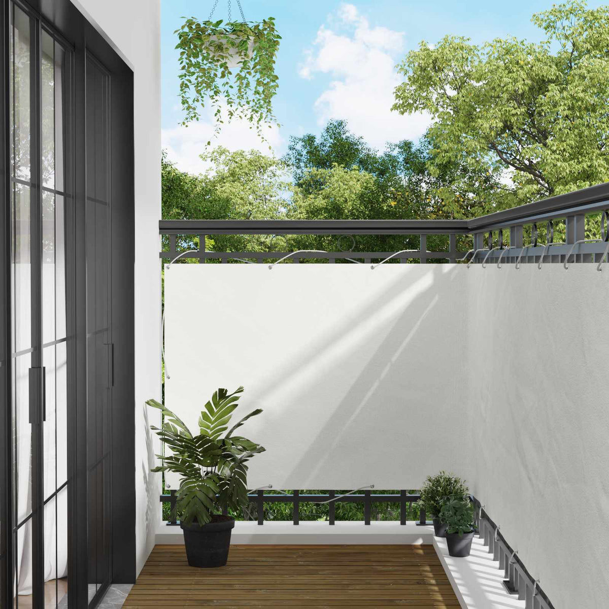 vidaXL Balcony Privacy Screen White 110 x 300 cm Oxford Fabric