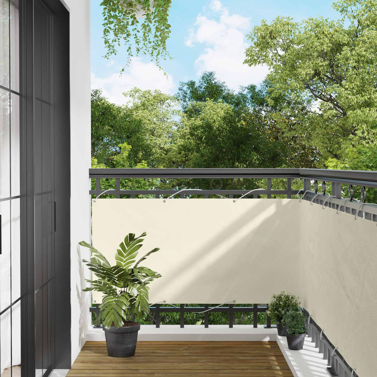 vidaXL Balcony Privacy Screen Cream 75 x 200 cm Oxford Fabric