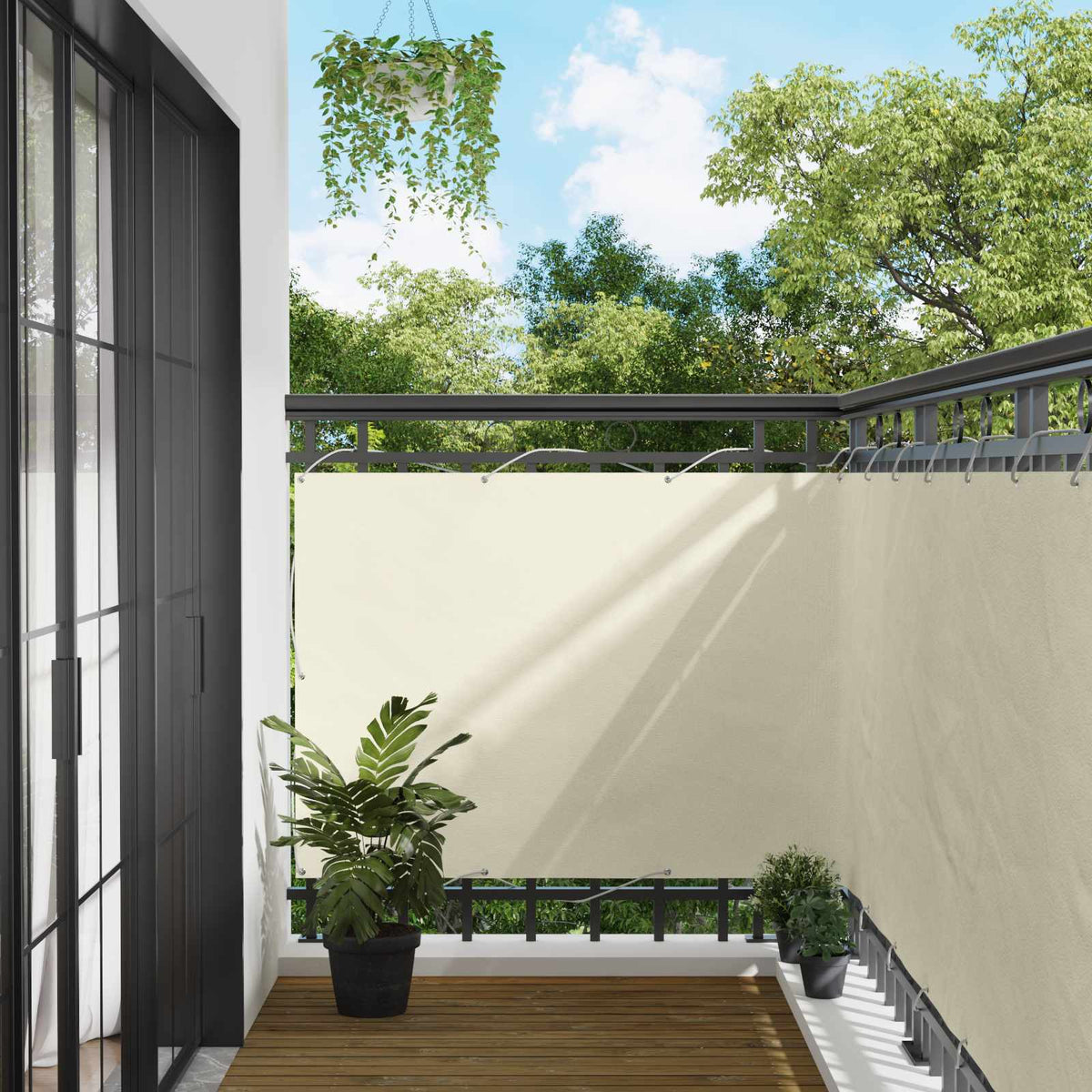 vidaXL Balcony Privacy Screen Cream 110 x 600 cm Oxford Fabric