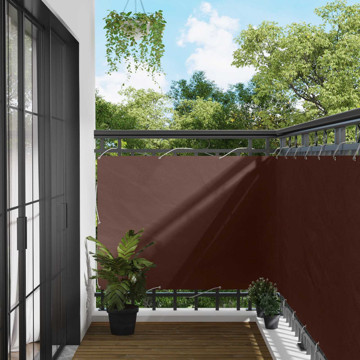 vidaXL Balcony Privacy Screen Brown 110 x 300 cm Oxford Fabric