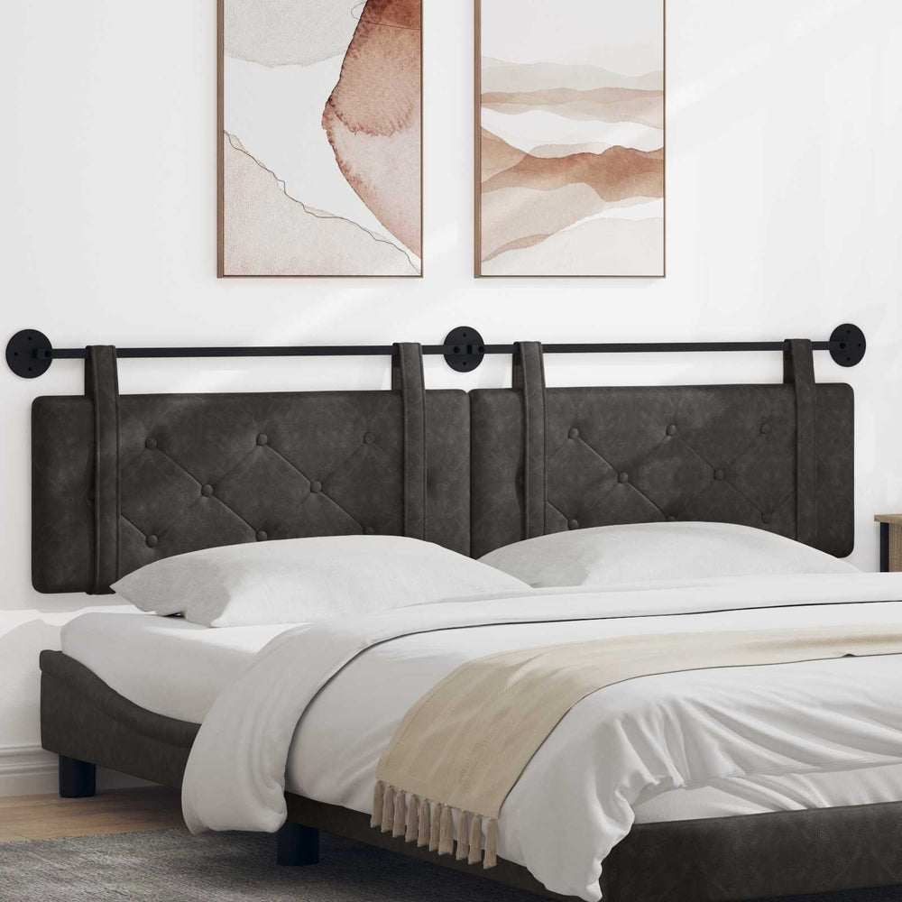 vidaXL Hanging Headboard Black Antique PU