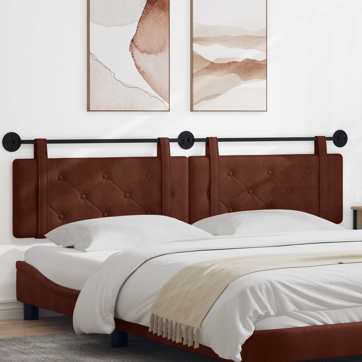 vidaXL Wall-Mounted Headboard Glossy Brown Antique PU
