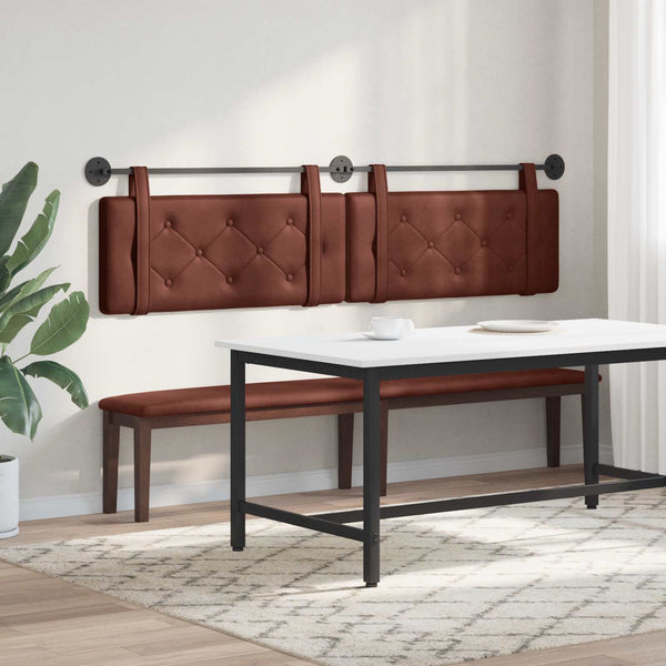 vidaXL Wall-Mounted Headboard Glossy Brown Antique PU