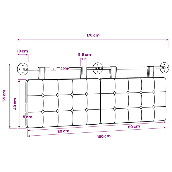 vidaXL Fabric Hanging Headboard