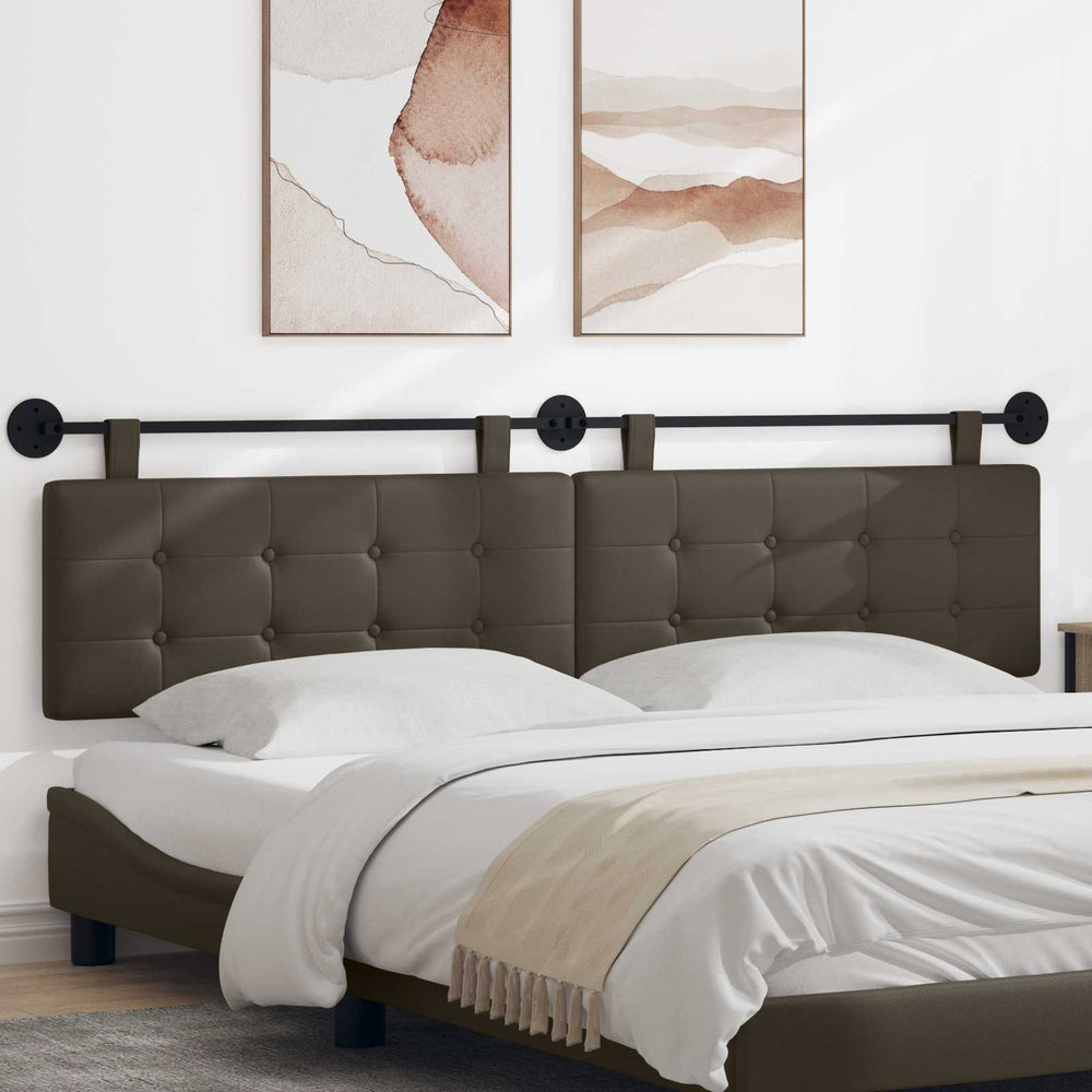 vidaXL Wall-Mounted Headboard Grey Faux Leather