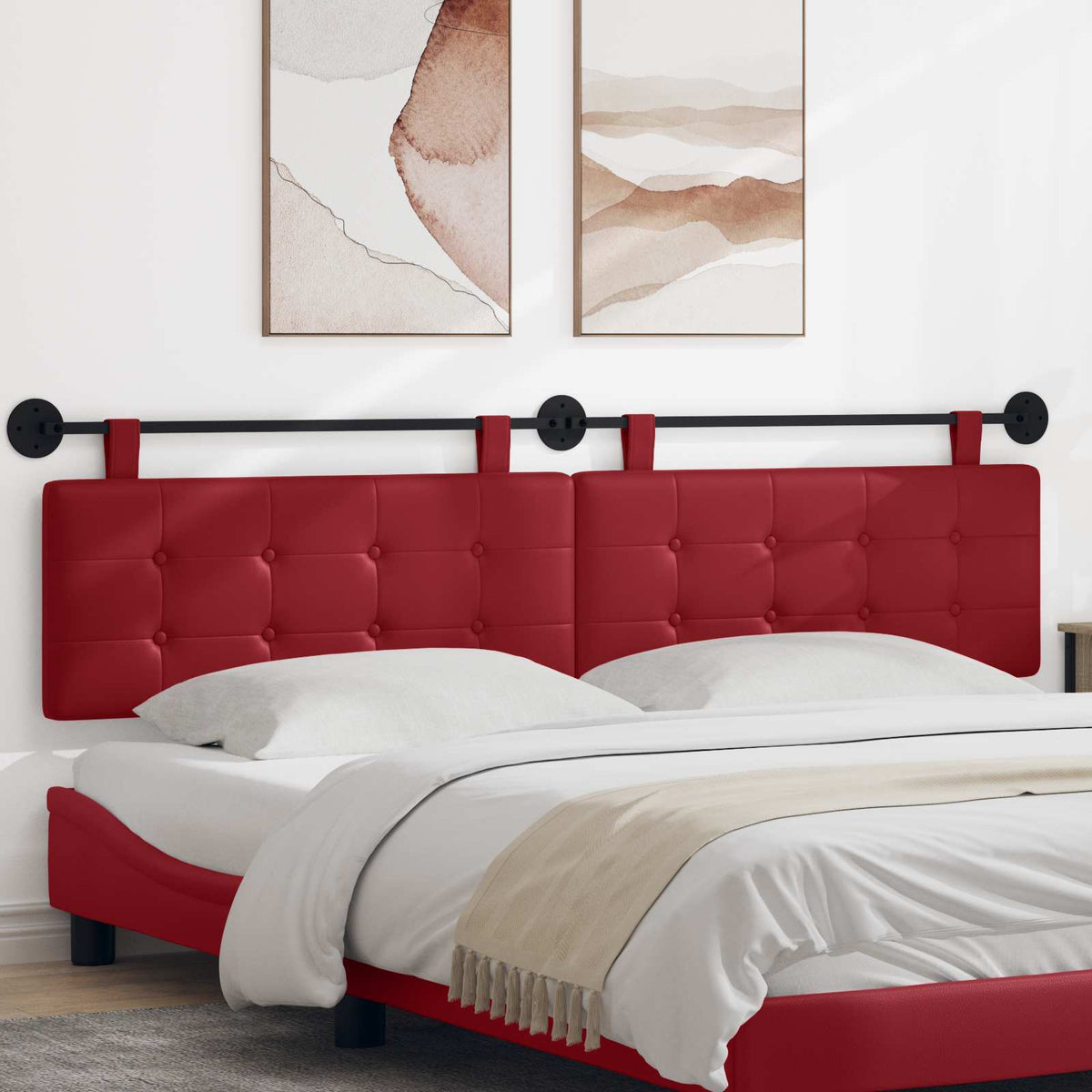 vidaXL Hanging Headboard Wine Red Faux Leather
