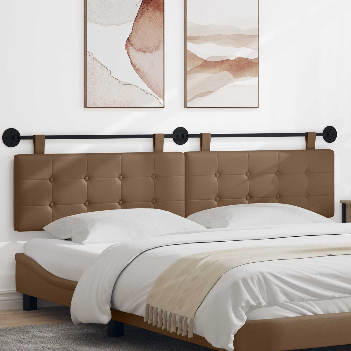 vidaXL Hanging Headboard Cappuccino Faux Leather