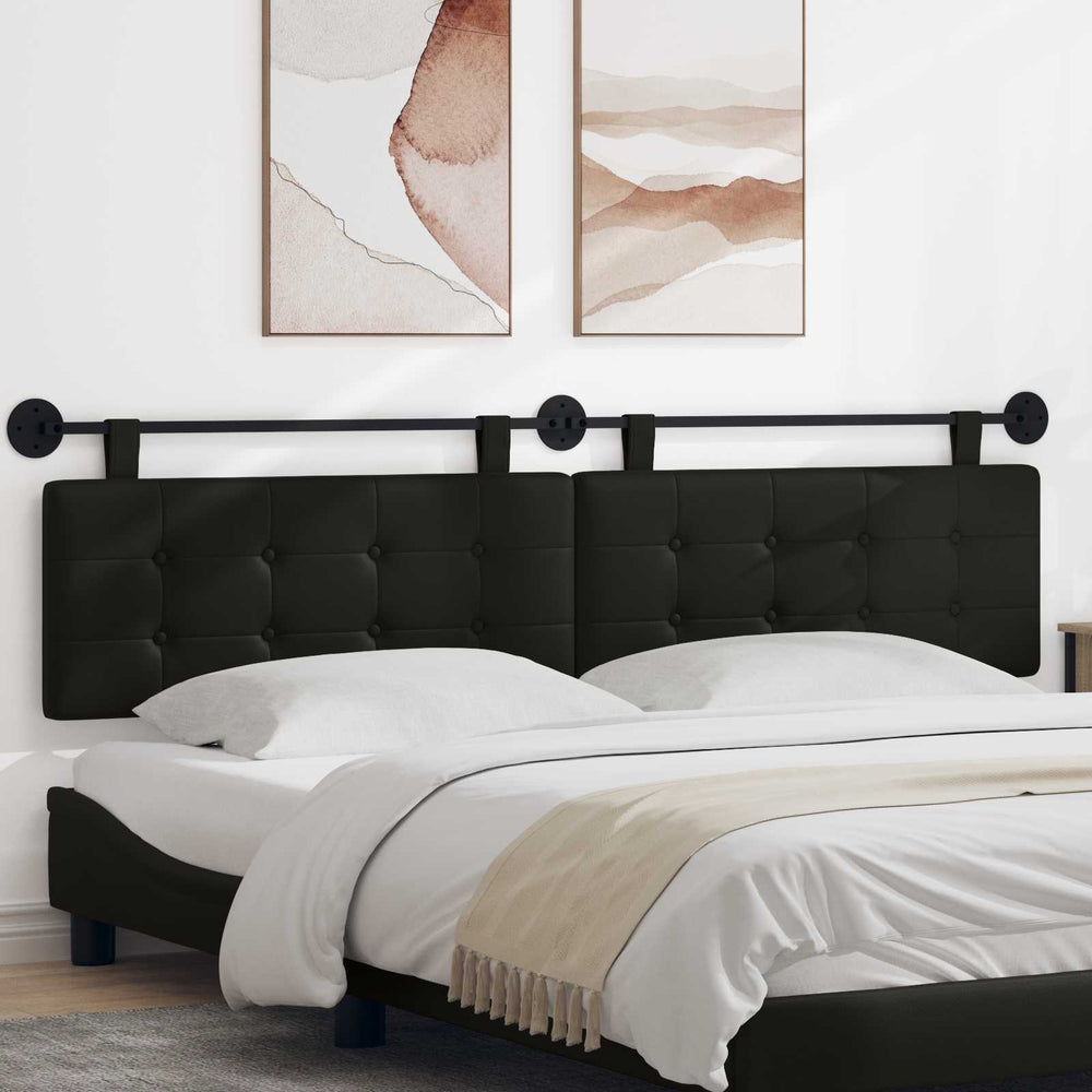 vidaXL Wall-Mounted Headboard Black Artificial Leather
