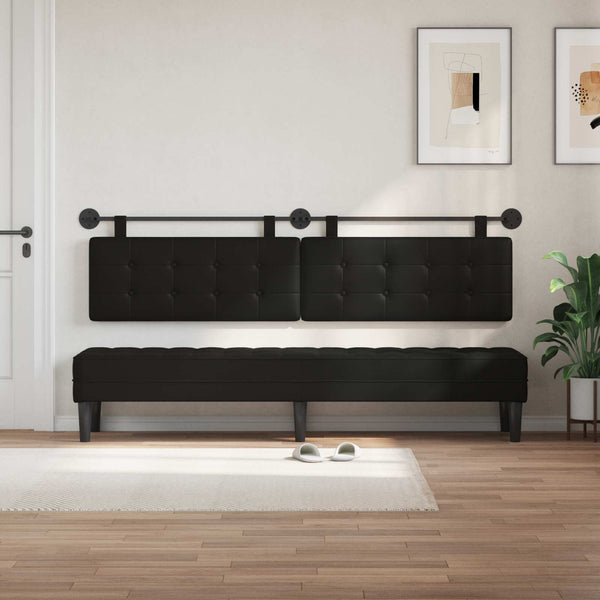 vidaXL Wall-Mounted Headboard Black Artificial Leather