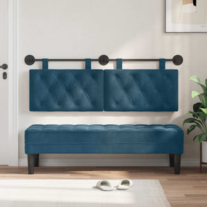 vidaXL Wall-Mounted Headboard Blue Velvet