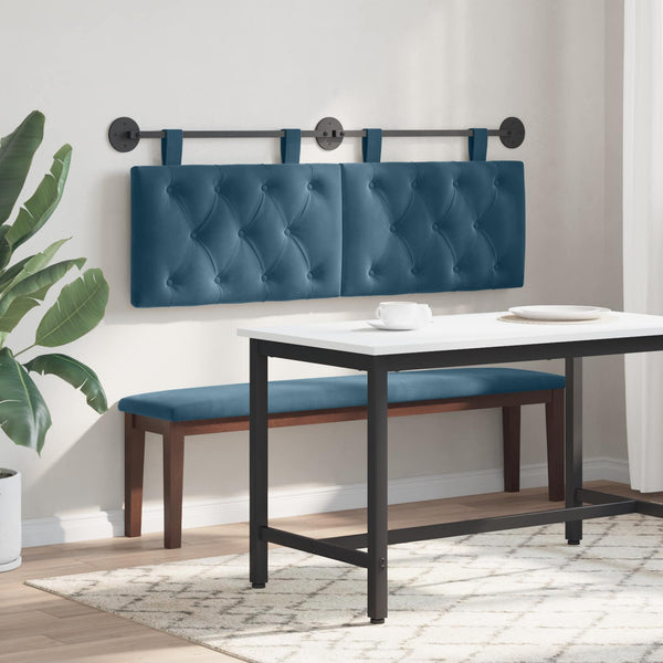 vidaXL Wall-Mounted Headboard Blue Velvet