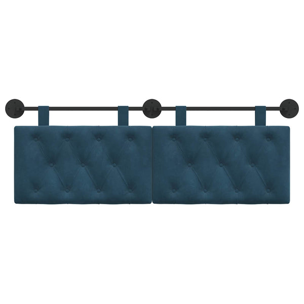 vidaXL Wall-Mounted Headboard Blue Velvet