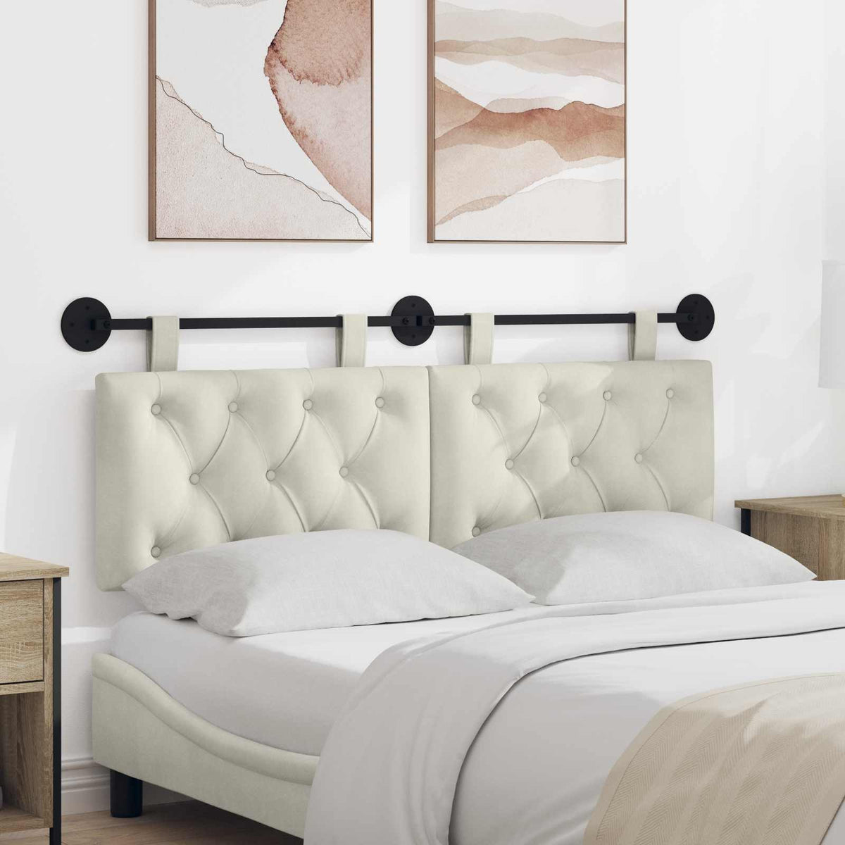 vidaXL Hanging Headboard Cream Velvet