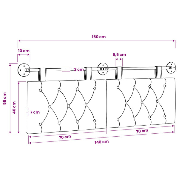 vidaXL Hanging Headboard Cream Velvet
