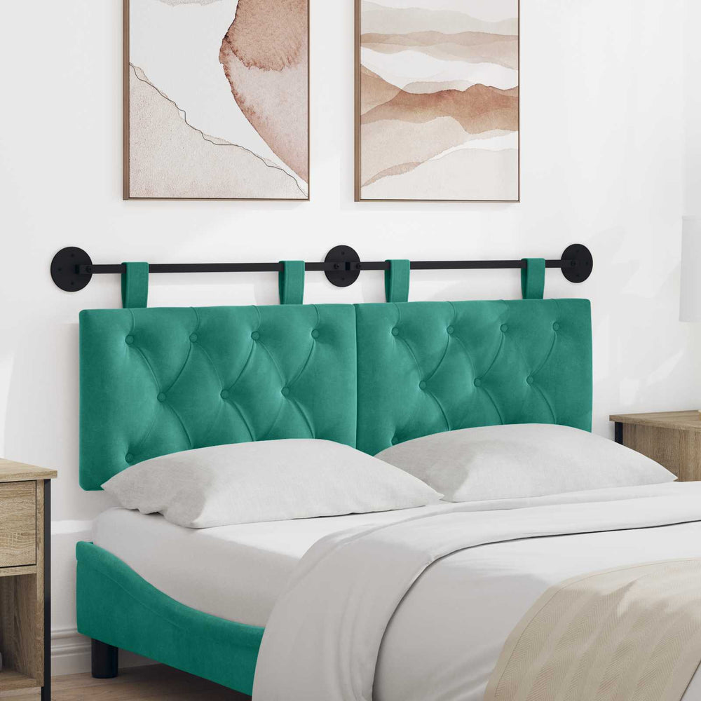 vidaXL Hanging Headboard Turquoise Velvet