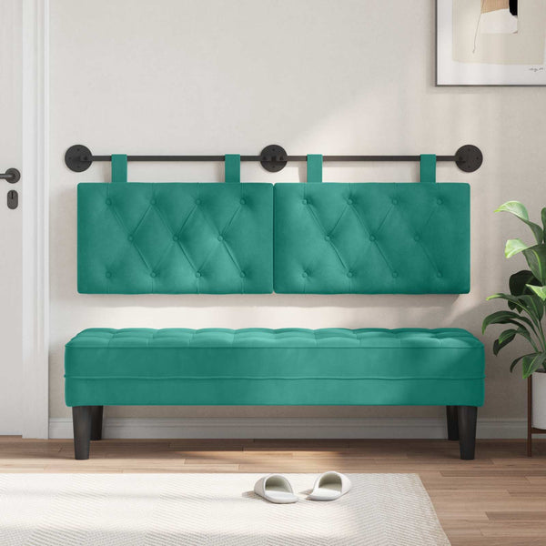 vidaXL Hanging Headboard Turquoise Velvet