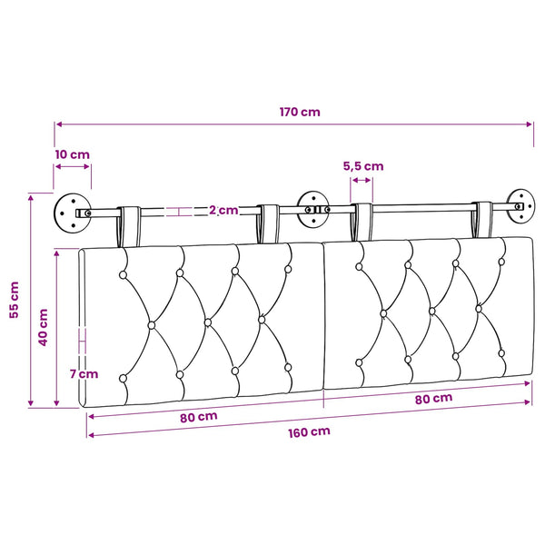 vidaXL Wall-Mounted Headboard Light Grey Velvet