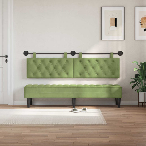 vidaXL Hanging Headboard Light Green Velvet