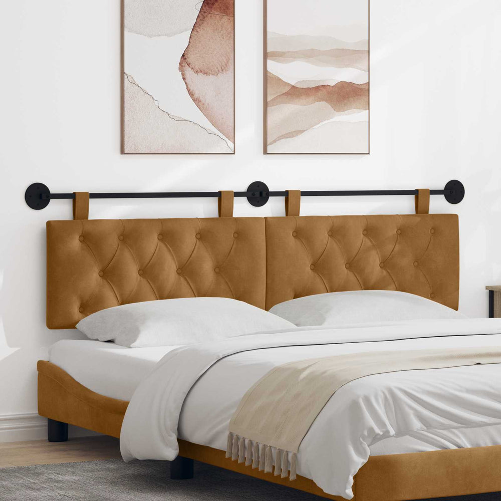 vidaXL Wall-Mounted Headboard Brown Velvet