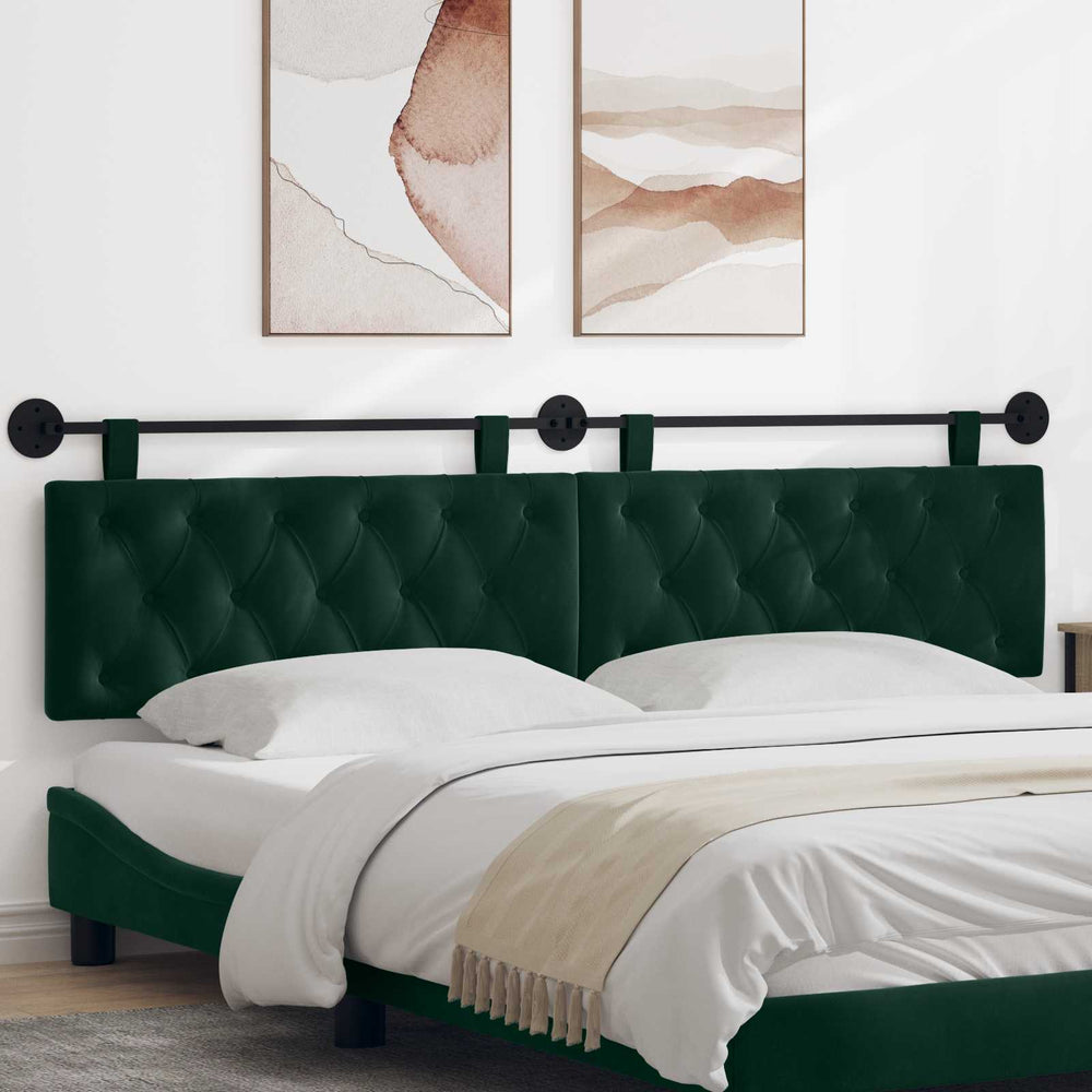 vidaXL Wall-Mounted Headboard Dark Green Velvet