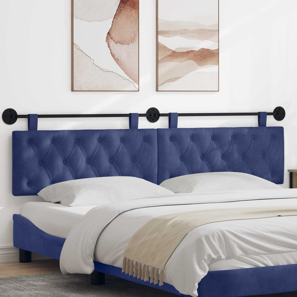 vidaXL Wall-Mounted Headboard Police Blue Velvet