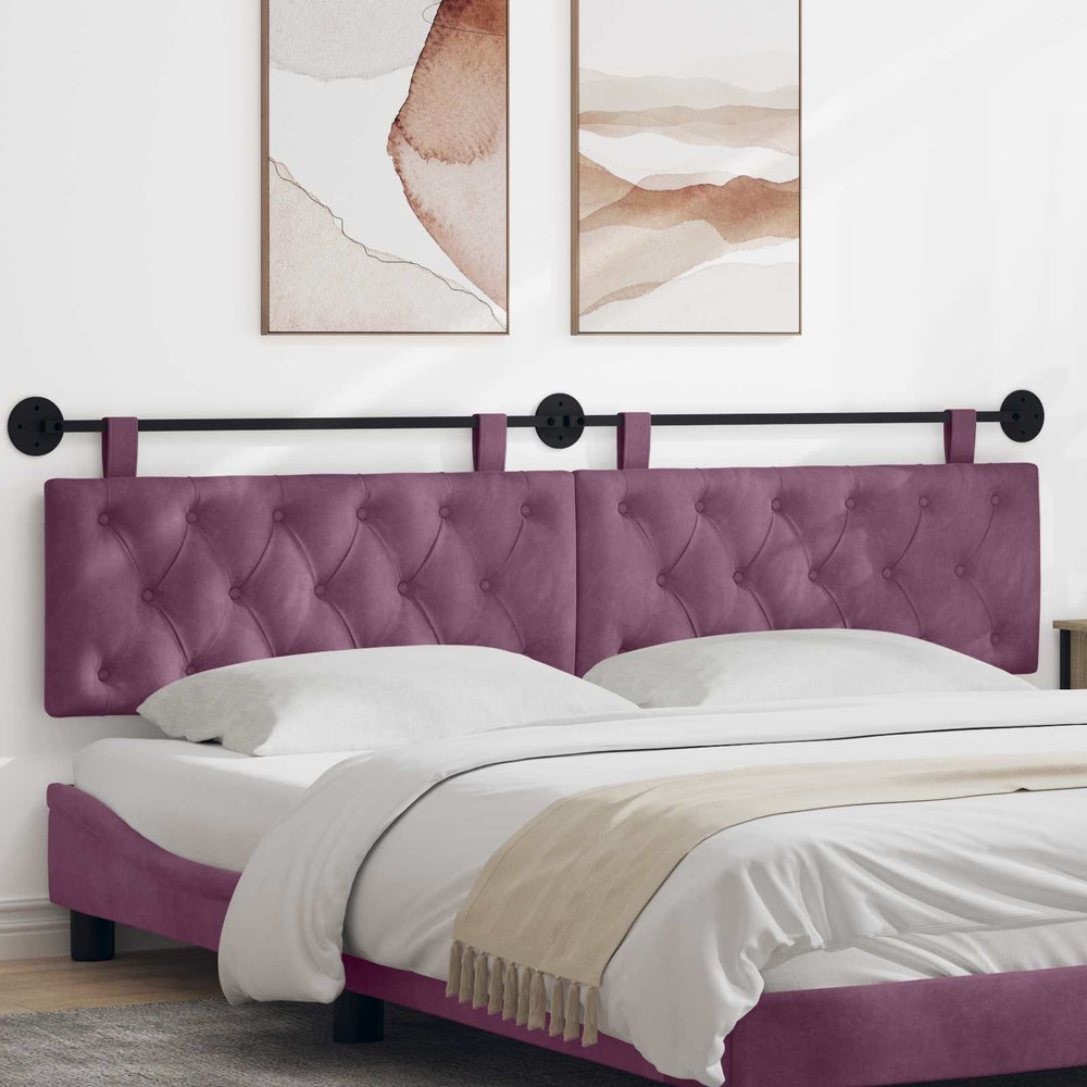 vidaXL Wall-Mounted Headboard Purple Velvet